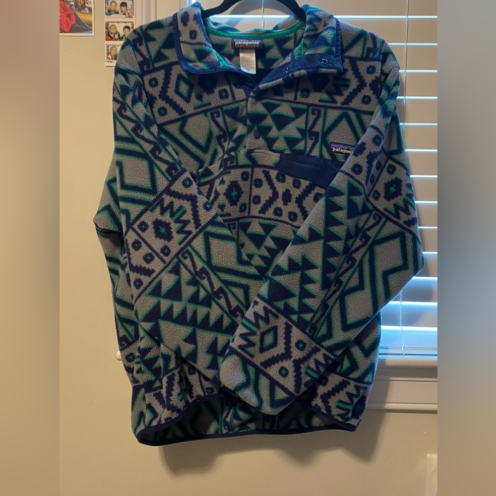 2014 Patagonia Printed Snap-T, Montana Siete: Feather Grey (M)